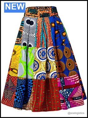 Pleated African Ankara Skirt with Side Pockets High Rise Mini